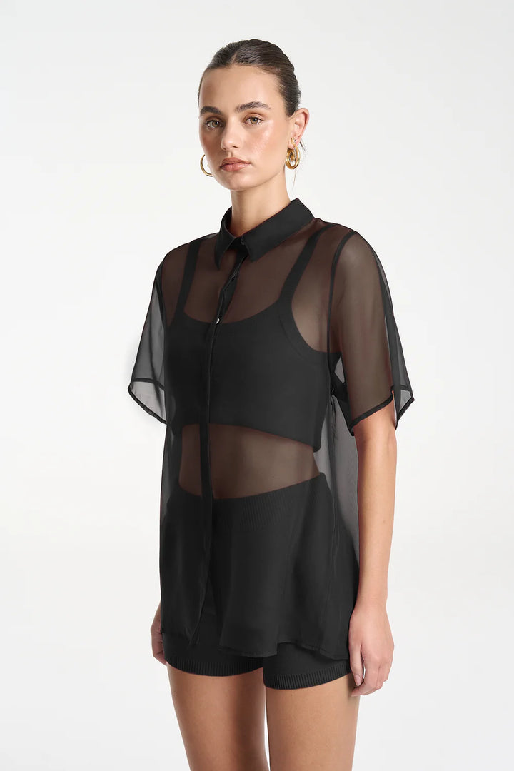 SUMMI SUMMI Womens Romeo Shirt in Midnight Black