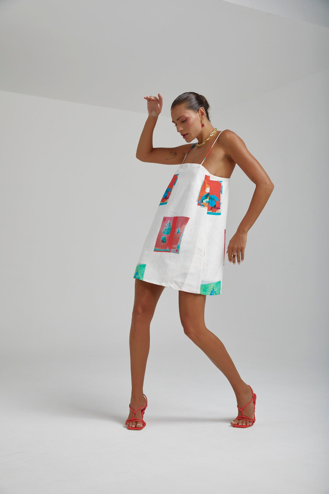 SUMMI SUMMI Womens Linen Shift Dress - Montage White, WOMENS DRESSES, SUMMI SUMMI, Elwood 101
