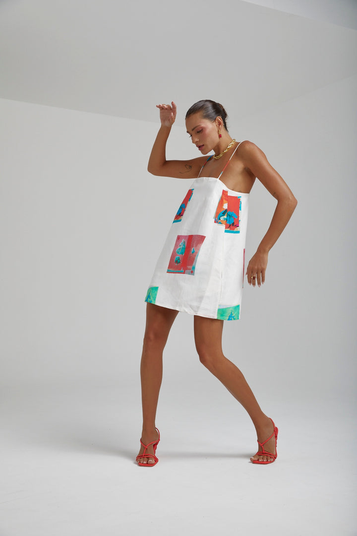 SUMMI SUMMI Womens Linen Shift Dress - Montage White, WOMENS DRESSES, SUMMI SUMMI, Elwood 101