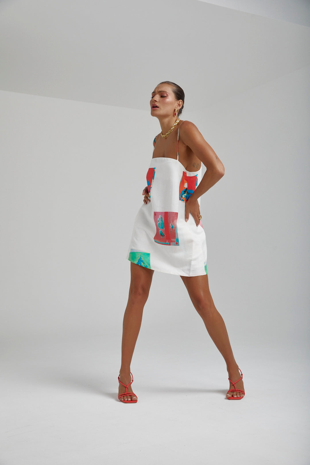 SUMMI SUMMI Womens Linen Shift Dress - Montage White, WOMENS DRESSES, SUMMI SUMMI, Elwood 101