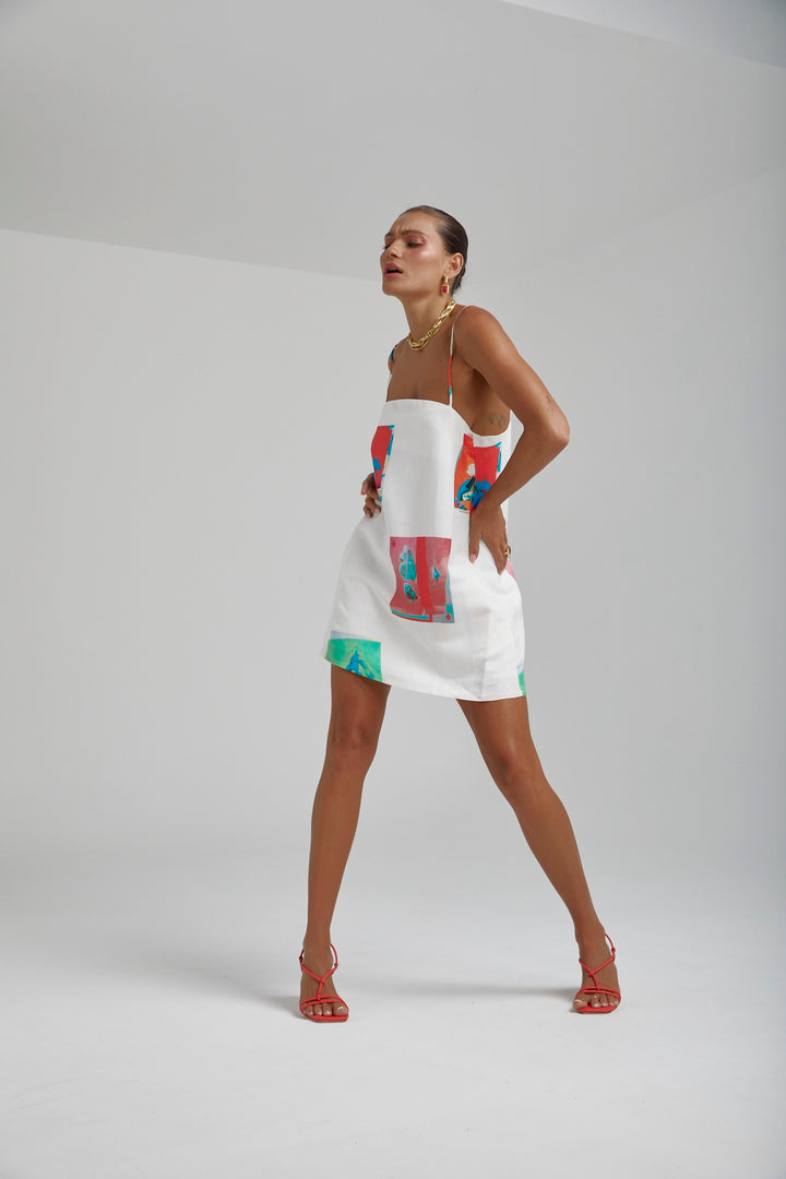 SUMMI SUMMI Womens Linen Shift Dress - Montage White, WOMENS DRESSES, SUMMI SUMMI, Elwood 101