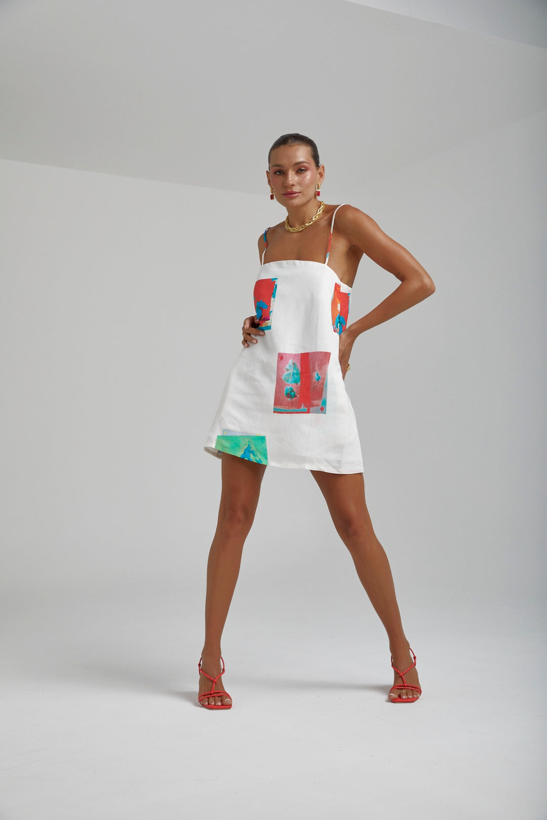 SUMMI SUMMI Womens Linen Shift Dress - Montage White, WOMENS DRESSES, SUMMI SUMMI, Elwood 101