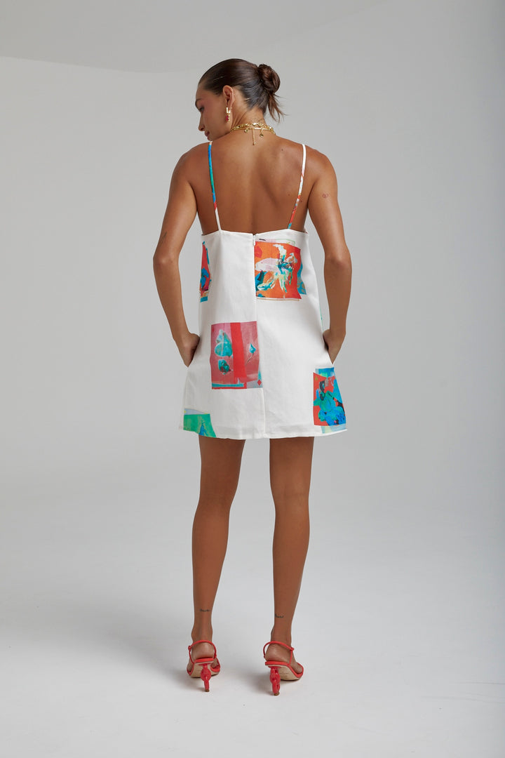 SUMMI SUMMI Womens Linen Shift Dress - Montage White, WOMENS DRESSES, SUMMI SUMMI, Elwood 101
