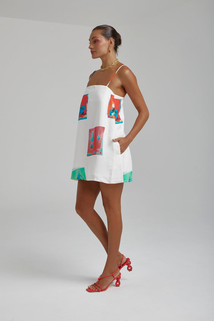 SUMMI SUMMI Womens Linen Shift Dress - Montage White, WOMENS DRESSES, SUMMI SUMMI, Elwood 101