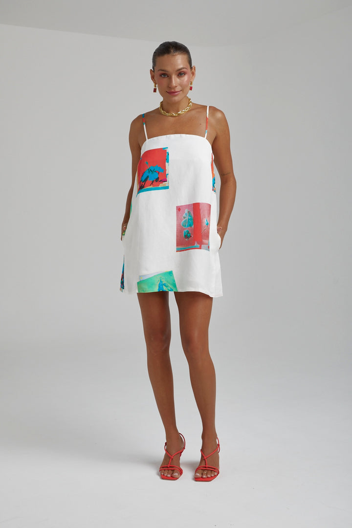 SUMMI SUMMI Womens Linen Shift Dress - Montage White, WOMENS DRESSES, SUMMI SUMMI, Elwood 101