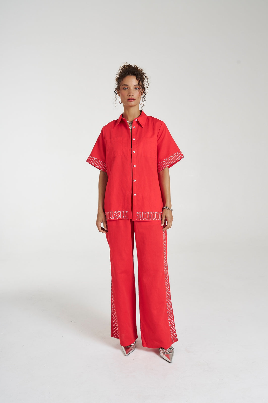 SUMMI SUMMI Womens Sig Linen Shirt - Scarlet Summi, WOMENS TOPS & SHIRTS, SUMMI SUMMI, Elwood 101