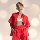 SUMMI SUMMI Womens Sig Linen Shirt - Scarlet Summi, WOMENS TOPS & SHIRTS, SUMMI SUMMI, Elwood 101