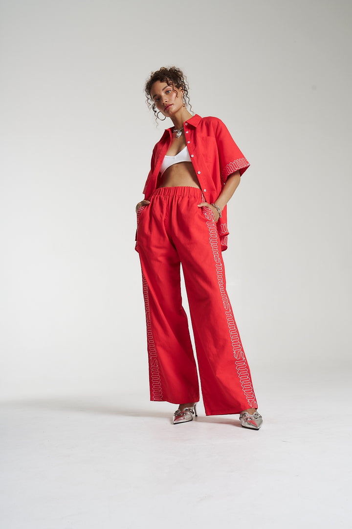 SUMMI SUMMI Womens Sig Linen Shirt - Scarlet Summi, WOMENS TOPS & SHIRTS, SUMMI SUMMI, Elwood 101