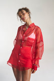 SUMMI SUMMI Womens Silk Organza Mercurio Shirt - Scarlet, WOMENS TOPS & SHIRTS, SUMMI SUMMI, Elwood 101