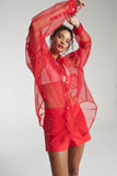 SUMMI SUMMI Womens Silk Organza Mercurio Shirt - Scarlet, WOMENS TOPS & SHIRTS, SUMMI SUMMI, Elwood 101