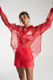 SUMMI SUMMI Womens Silk Organza Mercurio Shirt - Scarlet, WOMENS TOPS & SHIRTS, SUMMI SUMMI, Elwood 101