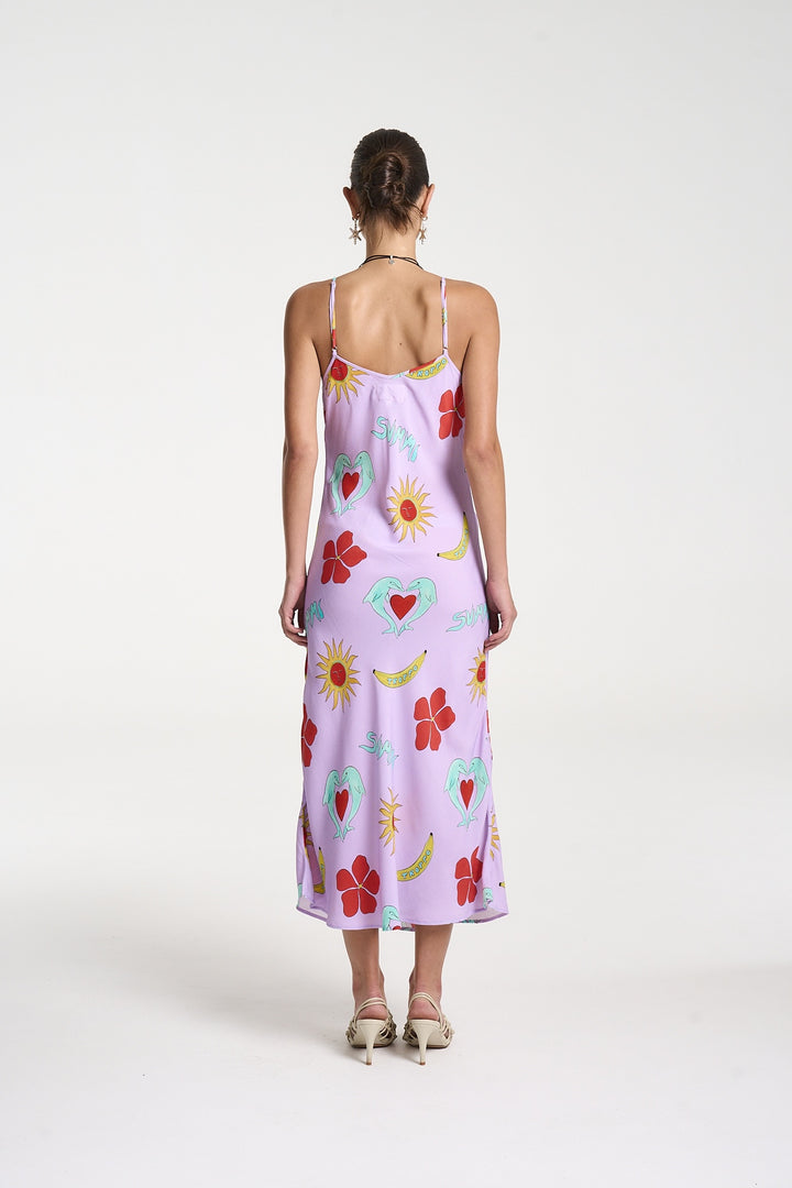 SUMMI SUMMI Womens Siren Midi Dress in Lilac Troppo, WOMENS DRESSES, SUMMI SUMMI, Elwood 101