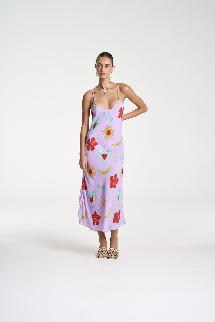 SUMMI SUMMI Womens Siren Midi Dress in Lilac Troppo, WOMENS DRESSES, SUMMI SUMMI, Elwood 101