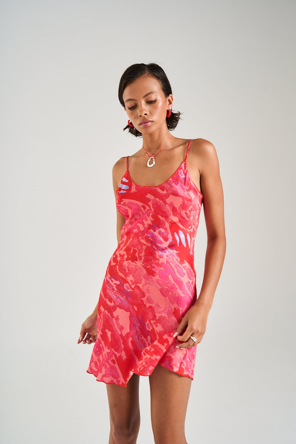 SUMMI SUMMI Womens Siren Mini Dress in Red Cycloid Print