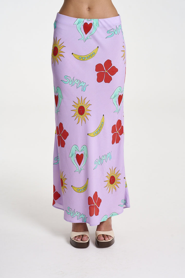 SUMMI SUMMI Womens Slip Skirt in Lilac Troppo, WOMENS SKIRTS, SUMMI SUMMI, Elwood 101