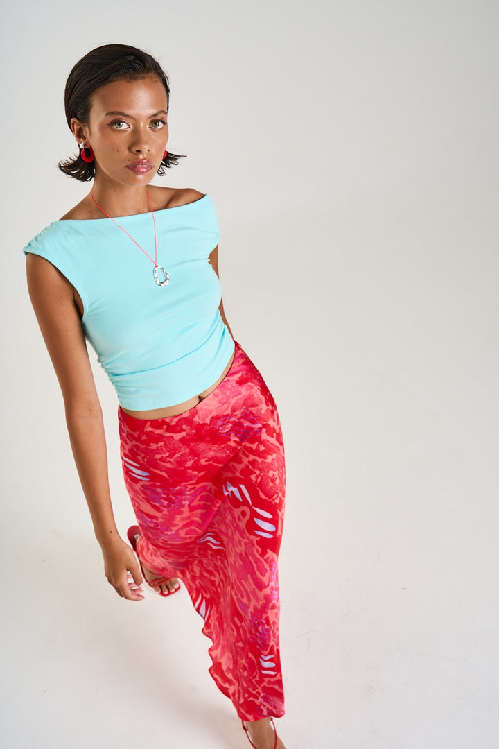 SUMMI SUMMI Womens Slip Skirt in Red Cycloid Print