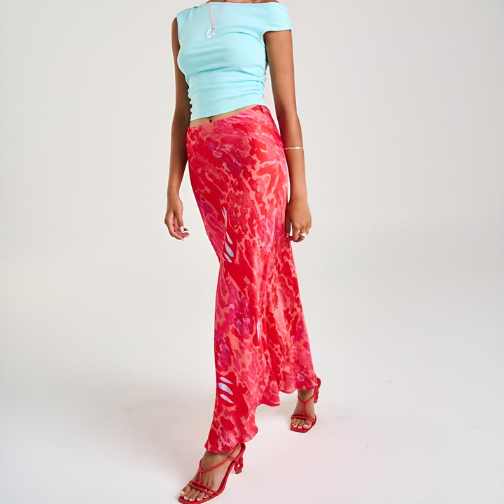 SUMMI SUMMI Womens Slip Skirt in Red Cycloid Print