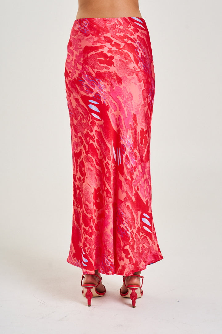 SUMMI SUMMI Womens Slip Skirt in Red Cycloid Print