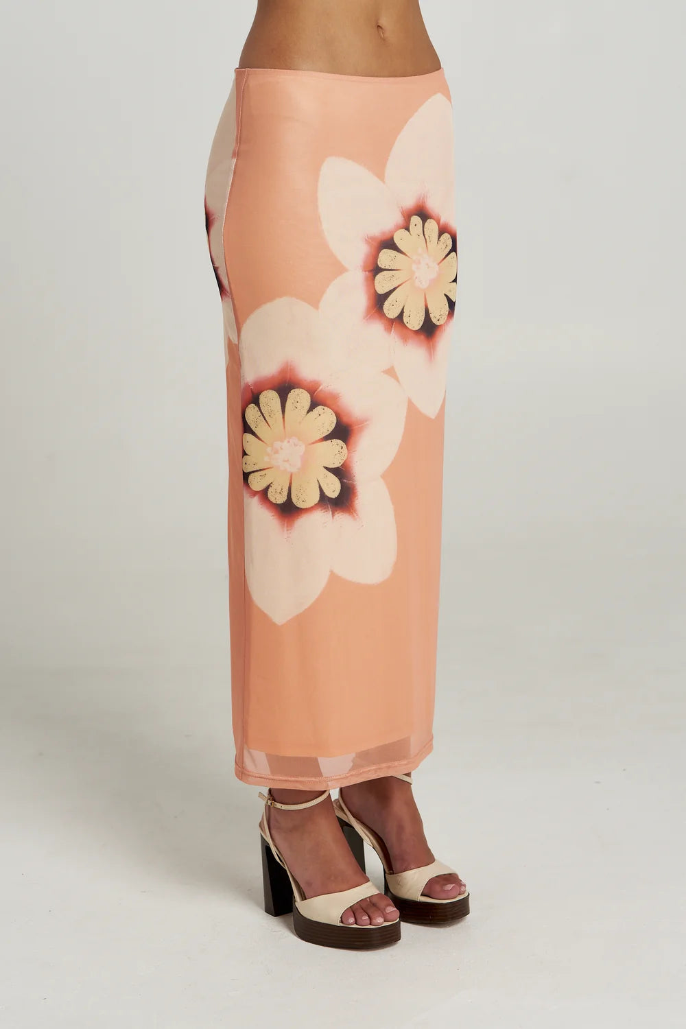 SUMMI SUMMI Womens Summi Mesh Midi Skirt in Harlequin Floral Print