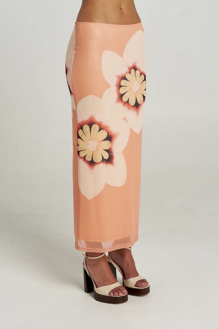 SUMMI SUMMI Womens Summi Mesh Midi Skirt in Harlequin Floral Print