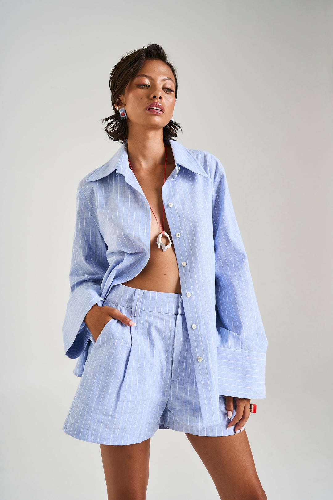 SUMMI SUMMI Womens Tailored Short in Sea Stripe