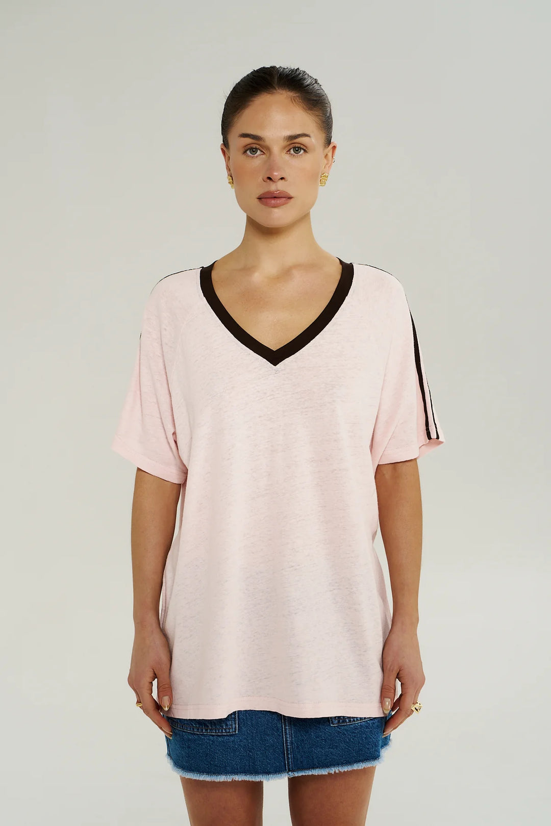 SUMMI SUMMI Womens V Neck Jersey Tee in Dusty Rose, WOMENS TEES & TANKS, SUMMI SUMMI, Elwood 101