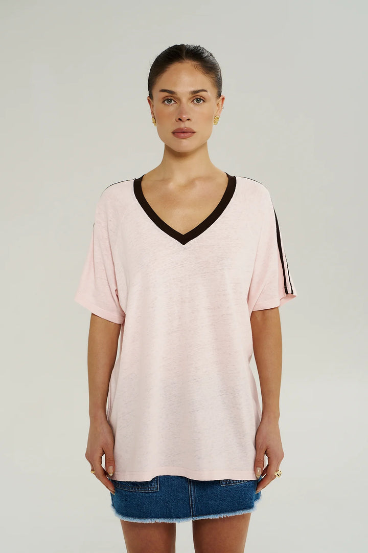 SUMMI SUMMI Womens V Neck Jersey Tee in Dusty Rose, WOMENS TEES & TANKS, SUMMI SUMMI, Elwood 101