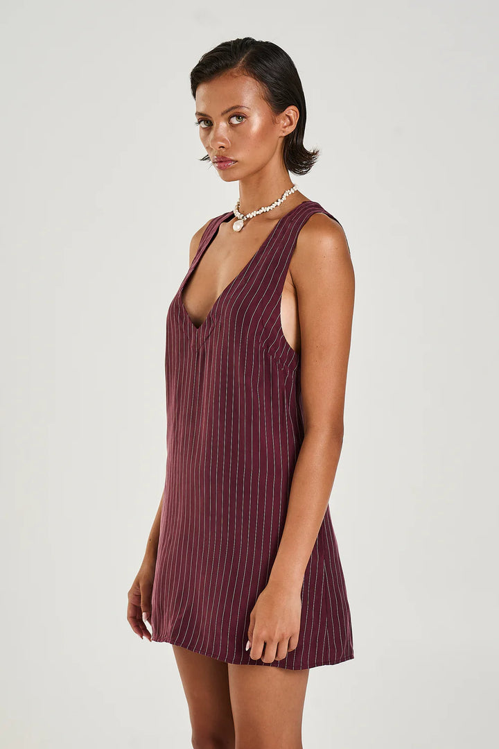 SUMMI SUMMI Womens V Neck Shift Dress Kina Pinstripe