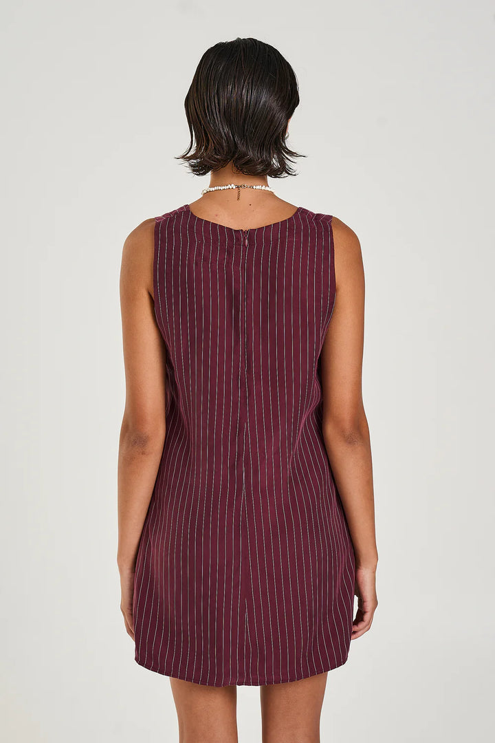 SUMMI SUMMI Womens V Neck Shift Dress Kina Pinstripe