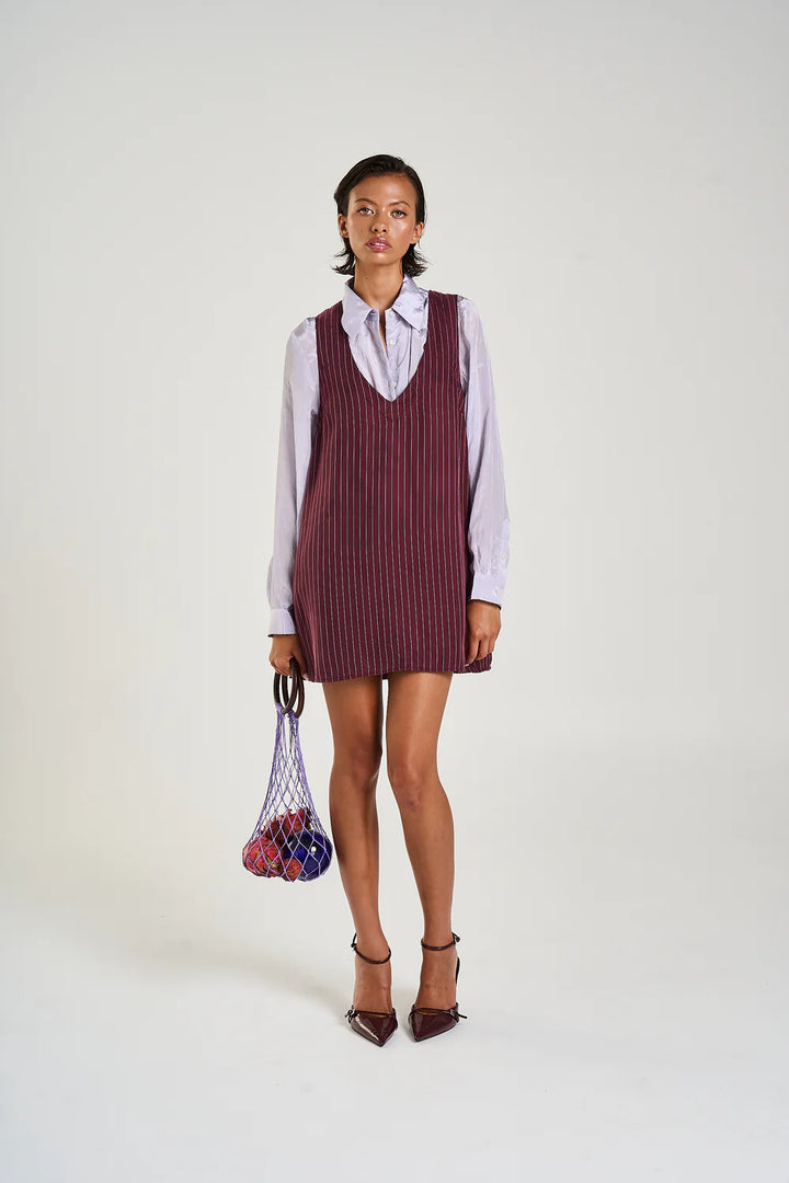 SUMMI SUMMI Womens V Neck Shift Dress Kina Pinstripe