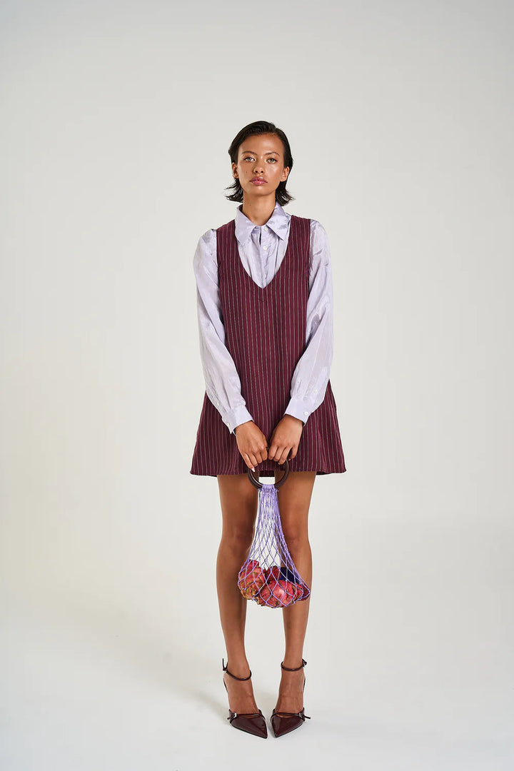 SUMMI SUMMI Womens V Neck Shift Dress Kina Pinstripe