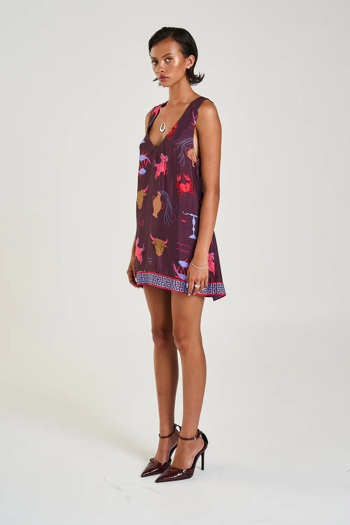 SUMMI SUMMI Womens V Neck Shift Dress Zodiac
