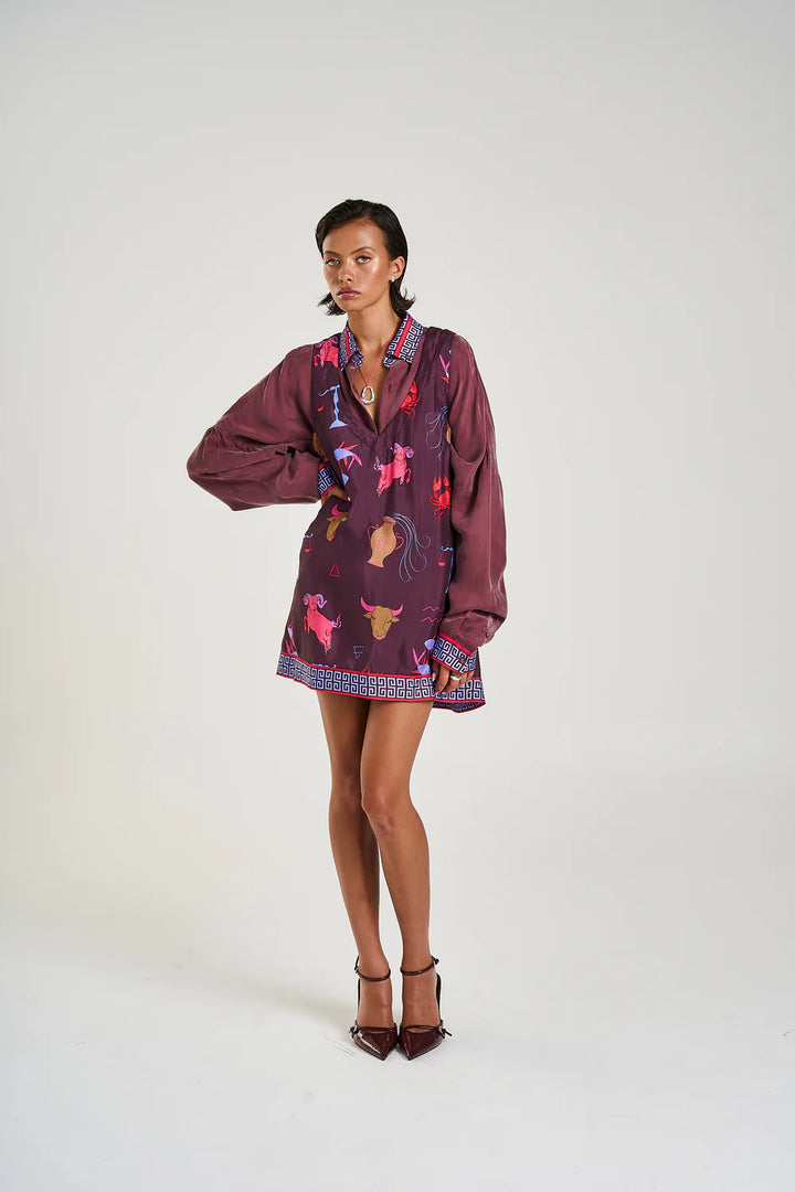 SUMMI SUMMI Womens V Neck Shift Dress Zodiac