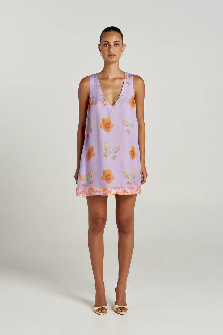 SUMMI SUMMI Womens V Shift Dress in Reverie Lilac Floral