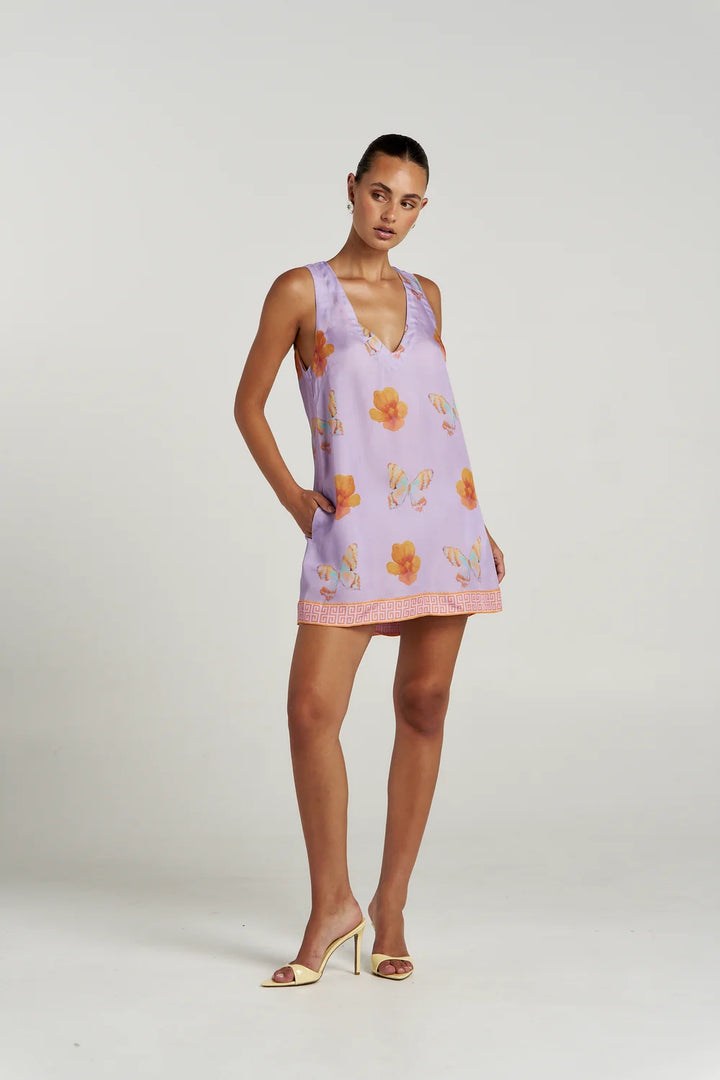 SUMMI SUMMI Womens V Shift Dress in Reverie Lilac Floral