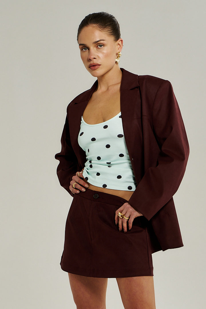 SUMMI SUMMI Womens Vegan Suede Jacket in Syrah, WOMENS COATS & JACKETS, SUMMI SUMMI, Elwood 101