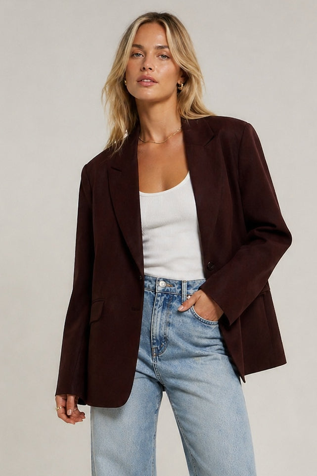 SUMMI SUMMI Womens Vegan Suede Jacket in Syrah, WOMENS COATS & JACKETS, SUMMI SUMMI, Elwood 101
