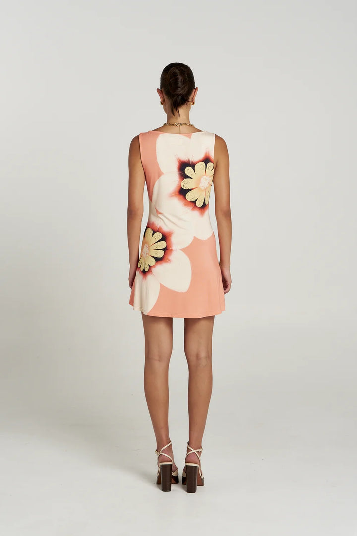 SUMMI SUMMI Womens Boatneck Mini Dress in Harlequin Floral Print