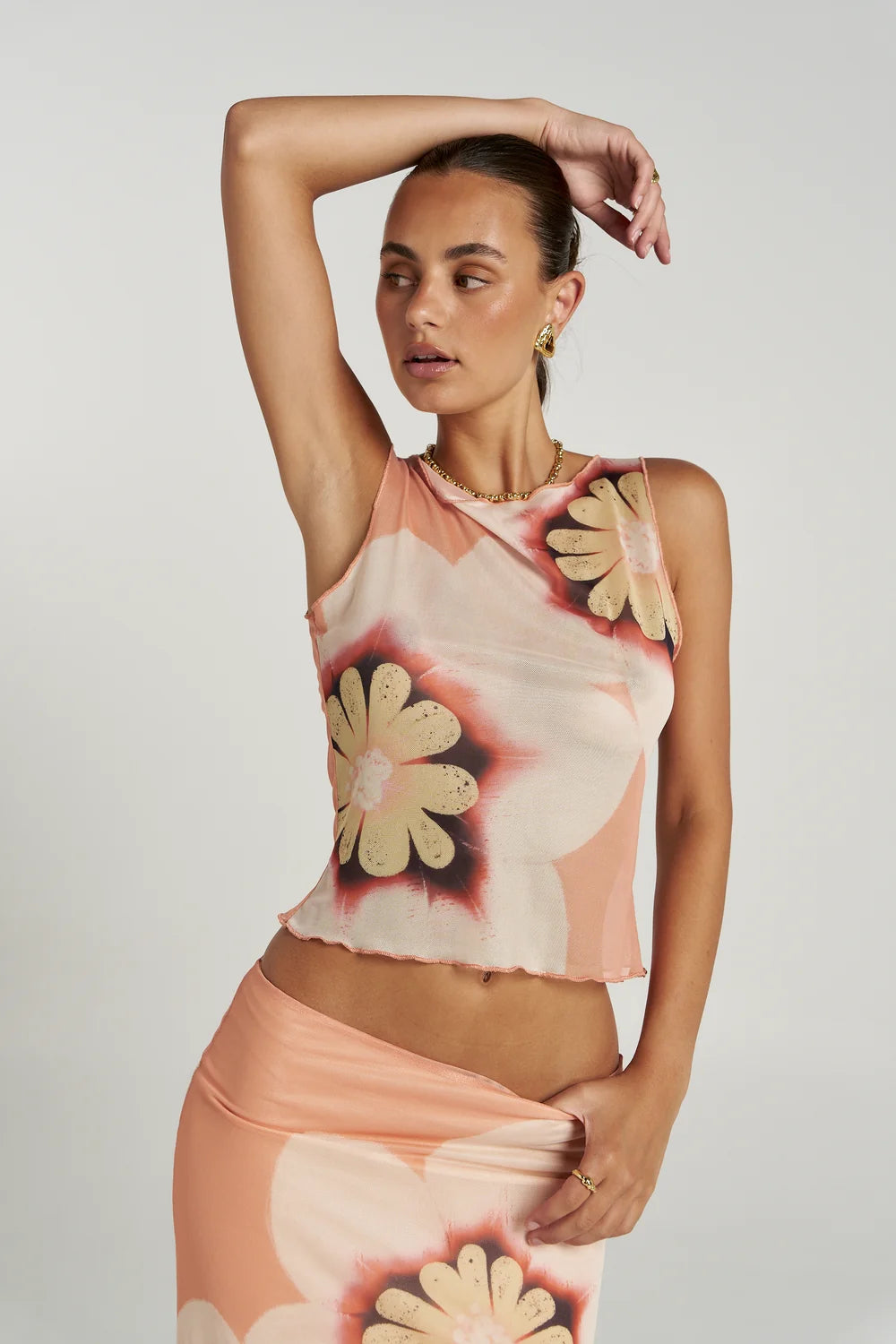 SUMMI SUMMI Womens Summi Mesh Midi Skirt in Harlequin Floral Print