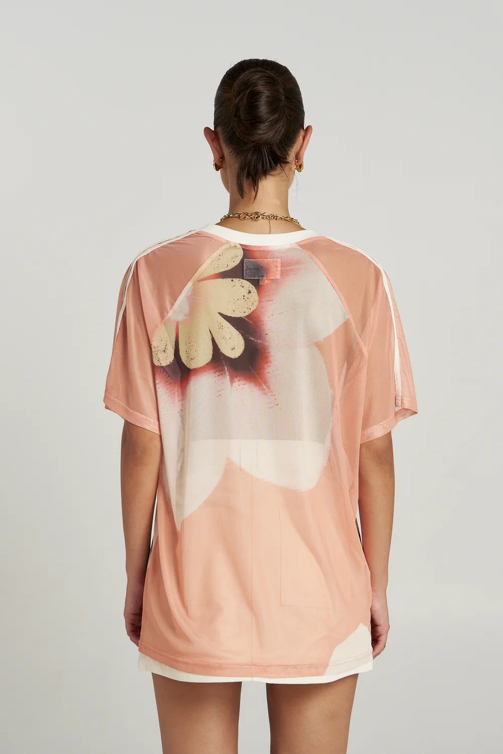 SUMMI SUMMI Womens Harlequin Mesh Tee in Harlequin Floral Print