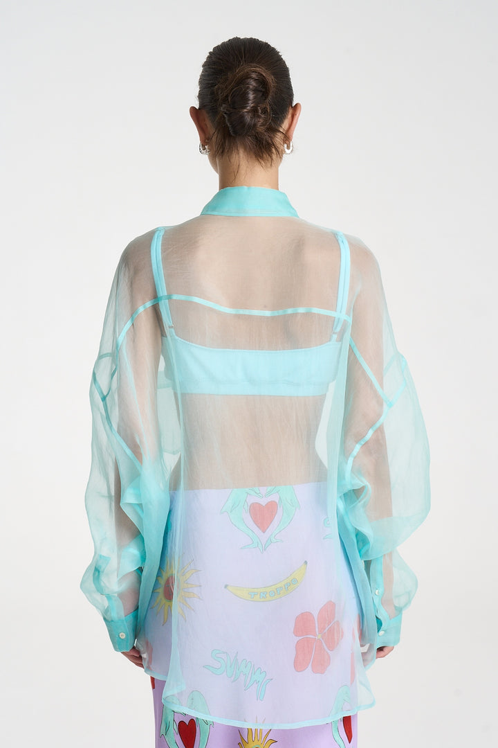 SUMMI SUMMI Womens Mercurio Silk  Shirt in Aqua, WOMENS TOPS & SHIRTS, SUMMI SUMMI, Elwood 101