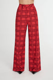 SUMMI SUMMI Womens Tippi High Waisted Pant Fiery Red Plaid