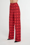 SUMMI SUMMI Womens Tippi High Waisted Pant Fiery Red Plaid