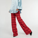 SUMMI SUMMI Womens Tippi High Waisted Pant Fiery Red Plaid