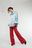SUMMI SUMMI Womens Tippi High Waisted Pant Fiery Red Plaid