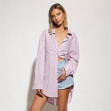 SUNDAYS THE LABEL Womens Bello Cotton Shirt - Pink Stripe, WOMENS TOPS & SHIRTS, SUNDAYS THE LABEL, Elwood 101