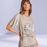 ONE TEASPOON Womens Skull and Bones Boyfriend Tee - Stone, WOMENS TEES & TANKS, OneTeaspoon, Elwood 101