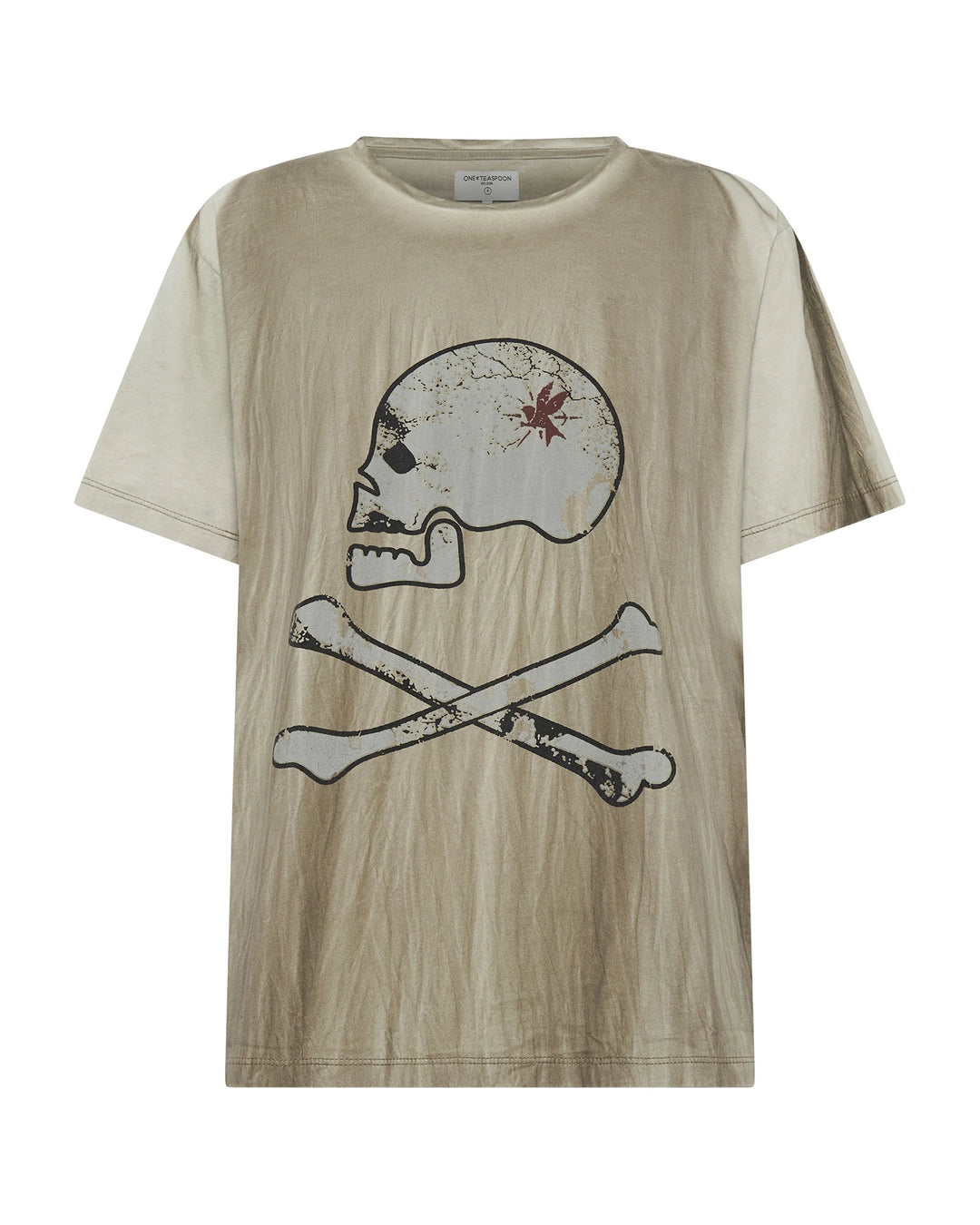 ONE TEASPOON Womens Skull and Bones Boyfriend Tee - Stone, WOMENS TEES & TANKS, OneTeaspoon, Elwood 101