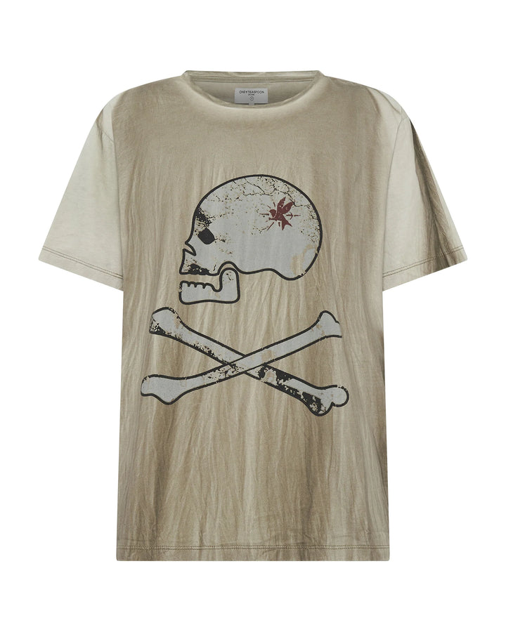 ONE TEASPOON Womens Skull and Bones Boyfriend Tee - Stone, WOMENS TEES & TANKS, OneTeaspoon, Elwood 101