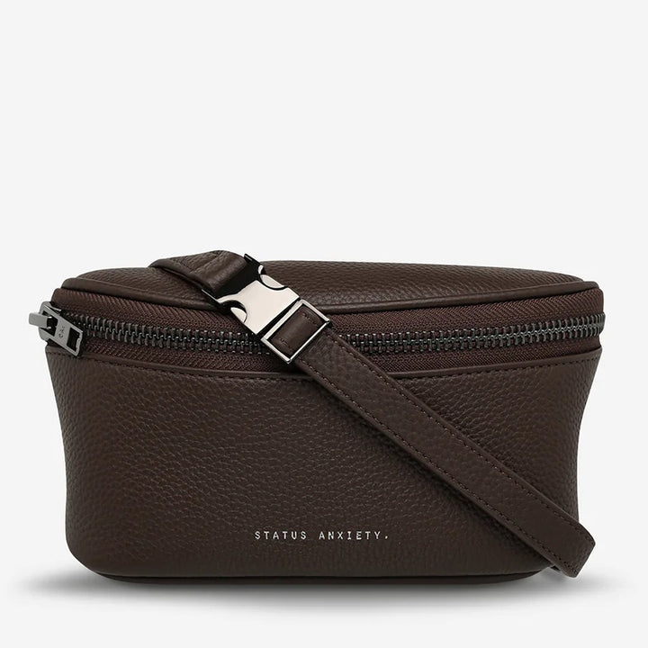 STATUS ANXIETY Womens Best Lies Leather Bum Bag Cocoa, WOMENS BAGS & CLUTCHES, STATUS ANXIETY, Elwood 101